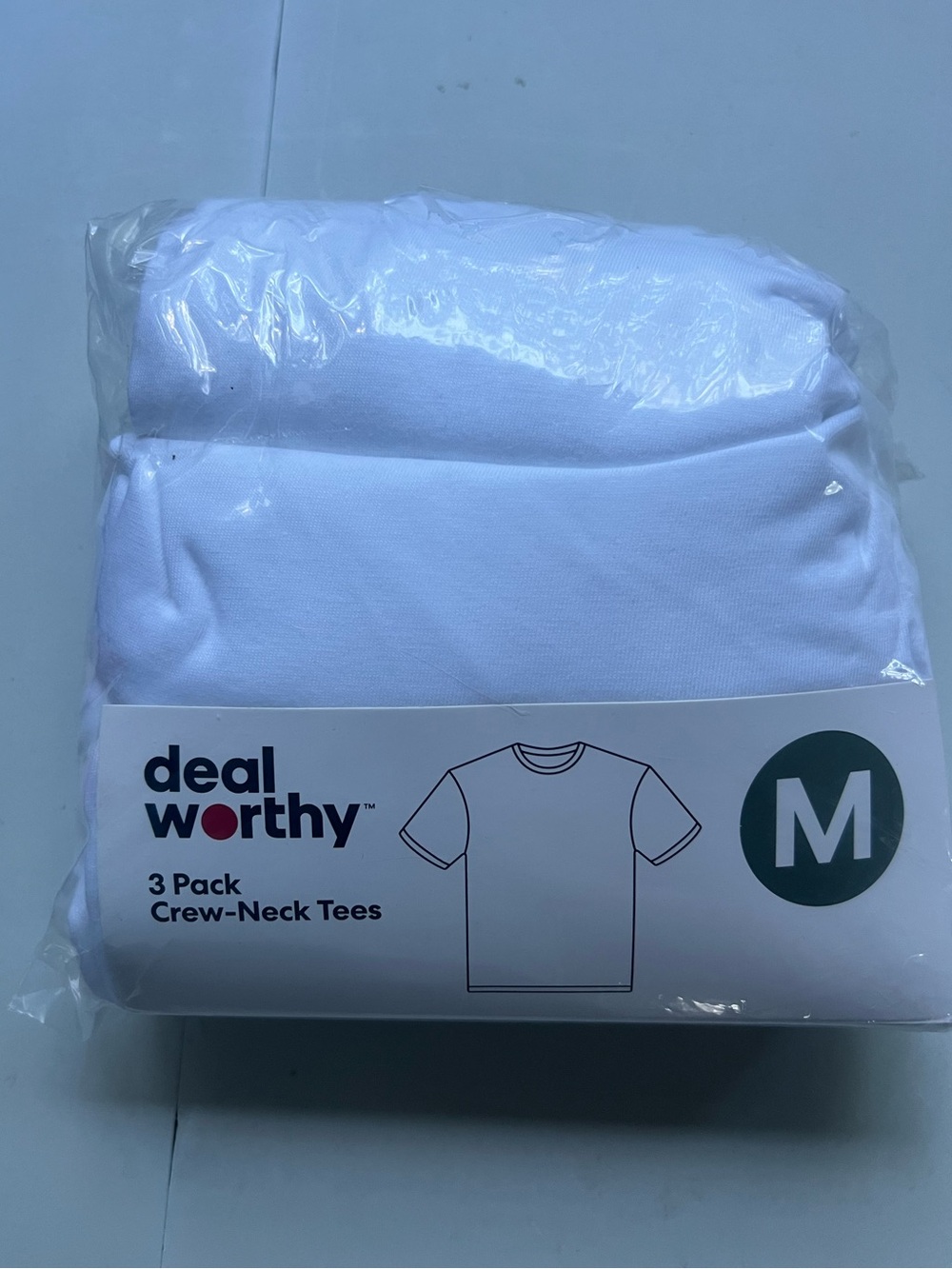 Deal Worthy Men’s Crew-Neck Tees 3-Pack - White, Size M